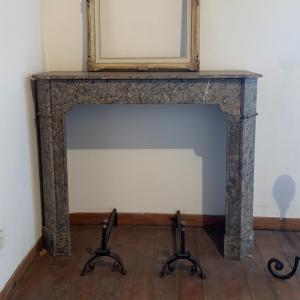 Gray marble fireplace